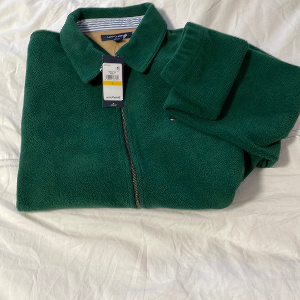 NWT Tommy Hilfiger Green Men’s Polar Fleece Zip Sweatshirt Size M